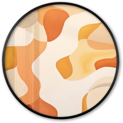 Poster in lijst Rond - Fotolijst 60x60 cm - Posters - Oranje - Abstract - Kunst - Ronde posterlijst zwart - Decoratie - Wanddecoratie woonkamer - Muurdecoratie slaapkamer