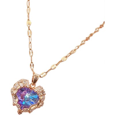 Blauwe Romantische Zirconia Hanger Kettingen Verstelbare Hart van de Oceaan Ketting voor Moederdag Verjaardag beige