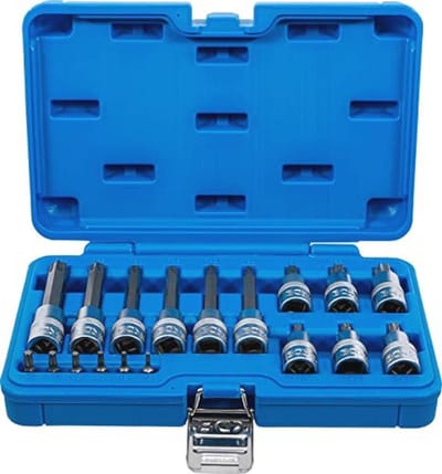 Dopsleutelbitset 18-delig | 6,3 mm (1/4 inch) & 12,5 mm (1/2 inch) | T-profiel voor Torx