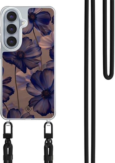 Casimoda® hoesje met zwart koord - Geschikt voor Samsung S26 - Twilight Petals - Afneembaar koord - TPU/polycarbonaat - Paars