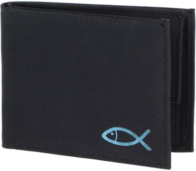 oxmox portemonnee New Cryptan RFID Protect Pocketbörse Freedom Fish Print Cyan Black zwart