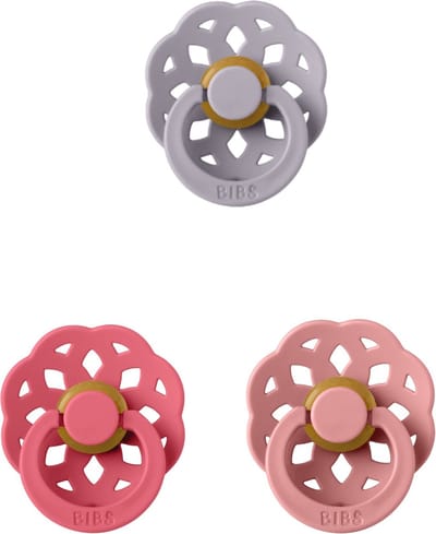 BIBS Boheme Fopspeen set 3 stuks Coral,Dusty Pink en Dusky Lilac 6-18 maanden maat 2