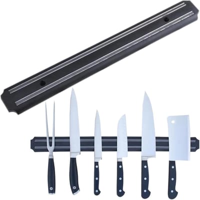 Famanu - Magnetische messenhouder van hout 33 cm, stijlvolle organizer voor keukenmessen en keukengerei