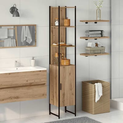 vidaXL - Badkamerkast - artisanaal - eikenkleurig - 33 - x - 33 - x - 185,5 - cm
