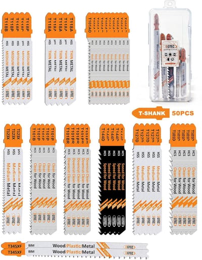 Gatenzaagbladen Set - Reciprozaagbladen HCS/HSS - Hout Kunststof Metaal - Veelzijdig T-schacht - 50 Stuks