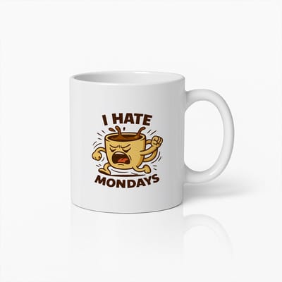 Grappige Koffiemok 330ml – I Hate Mondays Cartoon Beker | Humoristisch Cadeau voor Koffieliefhebbers & Kantoor