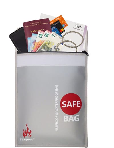 Hittebestendige zak - Brandzak - Veilige Documentenhouder – Vuurzak - Geldzak - Brandvertragende LiPo Bag - Medium - Qwality®