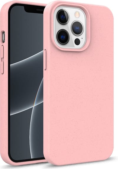 geschikt voor iPhone 13 Mini Eco Hoesje - Flexibel Telefoonhoesje Bio Degradable - Mobiq Flexibel Eco Hoesje roze- geschikt voor iPhone 13 Mini