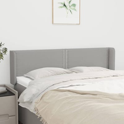 vidaXL - Hoofdbord - met - randen - 147x16x78/88 - cm - stof - lichtgrijs