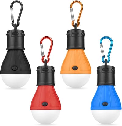 Thijox - 4x Campinglamp LED Campinglantaarn Waterdicht Noodlicht met Karabijnhaak voor Kamperen, Vissen, Wandelen, Jagen, Outdoor Activiteiten