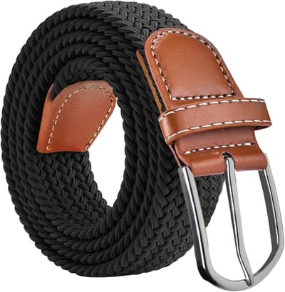 Elastische Ceintuur voor Dames en Heren - Verstelbare Geweven Riem voor Jeans en Broeken, Zwart, One Size, Geschikt voor Taillemaat tot 40''