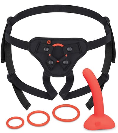 b-Vibe B-vibrator Beginners strap-on harnas set met 5 inch siliconen dildo Peg - Oranje