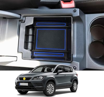 Multifunctionele Opbergdoos voor Seat Ateca - Console, Handschoenenkast en Armsteun Organizer - Interieuraccessoires voor Auto (Blauw)