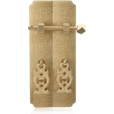 16 cm antieke ladegreep met drakenpatroon, Chinese handgreep, antiek, uitvoerig gesneden brons