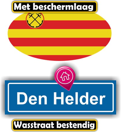 Jerma - Den Helder - Vlag - Stickers -Set 2 st - ovaal 13x7 - tekst 13 x 6 cm - Zelfklevend - Vinyl