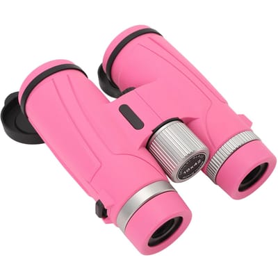 Jumelles 10x42 pour adultes et enfants, en caoutchouc HD, compactes, idéales pour l'observation des oiseaux et les voyages en plein air. rose