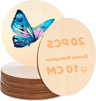 20 Stuks Houten Schijven Rond 10 cm Diameter 2 mm Dikte voor Coasters, DIY Projecten en Decoratie voor Bruiloften en Kerst
