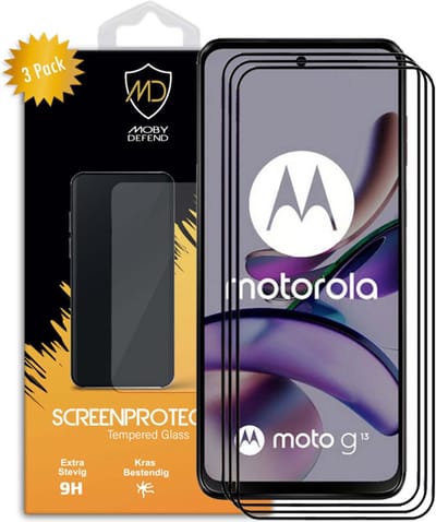 3-Pack MobyDefend Screenprotectors - Geschikt voor Motorola Moto G13 / G23 / G53 - Screensaver Met Zwarte Randen - Gehard Glas