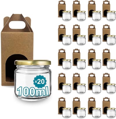 Set van 20 Lege Glazen Potten met 100ml Deksel - Ideaal voor Jam, Sauzen en Bedankjes