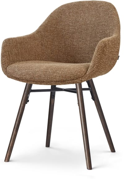 Nolon Nena-Mae Eetkamerstoel bruin blend - walnoot houten onderstel - stoffen - modern - armstoel - comfortabel