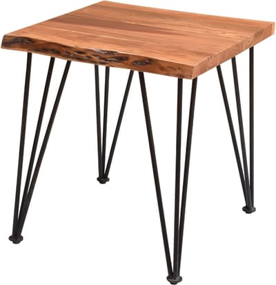 OHNO - Liv Bijzettafel/ Salontafel - Hout - Boomstamblad - Zwart Metalen Poten