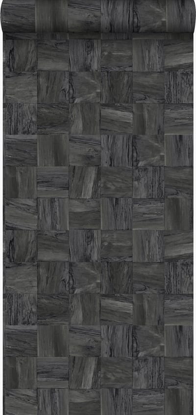 Origin Wallcoverings eco texture vlies behang sloophout motief zwart - 347520 - 53 cm x 10,05 m