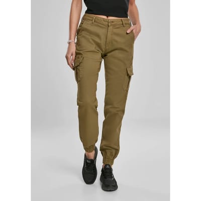 Urban Classics - High Waist Cargobroek - Taille, 27 inch - Groen