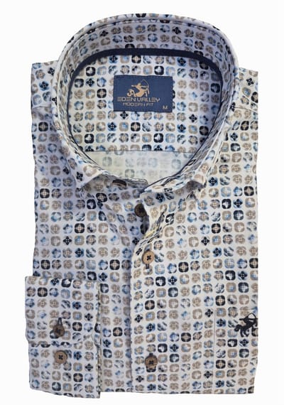 Eden Valley - Lange mouw overhemd - Mannen - 4XL - Kiezel - Katoen - 216245-44-Modern