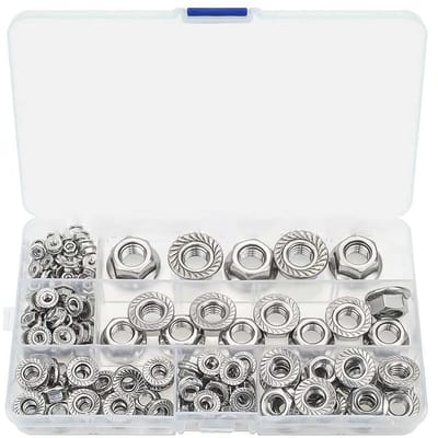 Dailygoods- Zeskantmoer Set 150 Stuks - Roestvrij Staal - Zink Gecoat - Nylon Insert Borgmoeren - Stevige Opslagdoos - Duurzaam en Praktisch - Moeren