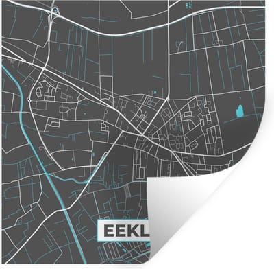 Muurstickers - Sticker Folie - Stadskaart – Grijs - Kaart – Eeklo – België – Plattegrond - 100x100 cm - Plakfolie - Muurstickers Kinderkamer - Zelfklevend Behang XXL - Zelfklevend behangpapier - Stickerfolie