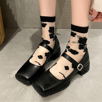 Marie Jane Lolita Dames Chunky Schoenen Lente Nieuwe Trend Mode Middenhoge Hakken Sandalen Designer Pumps Jurk Feest Damesschoenen 37 zwart