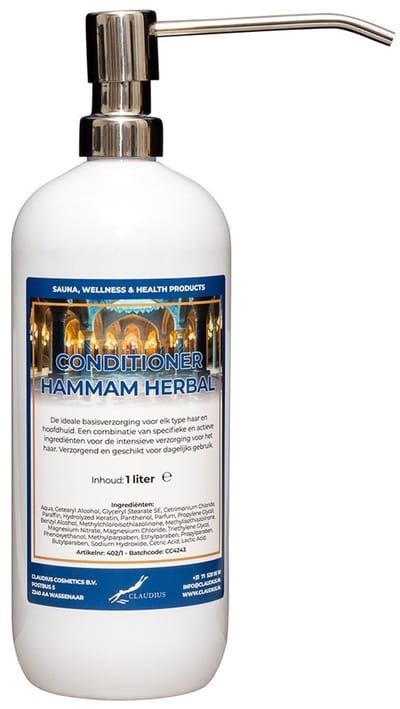 Hairconditioner Hammam Herbal 1 liter met luxe RVS zilverkleurige pomp