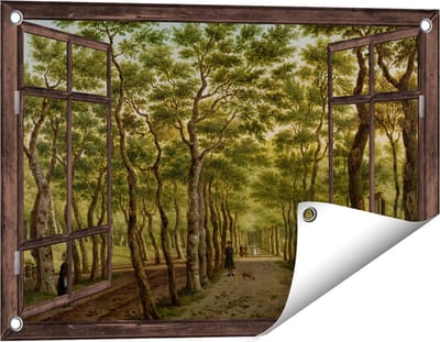 Gards Tuinposter Doorkijk Het Herepad in het Haagse Bos - Paulus Constantijn la Fargue - 60x40 cm - Tuindoek - Tuindecoratie - Wanddecoratie buiten - Tuinschilderij