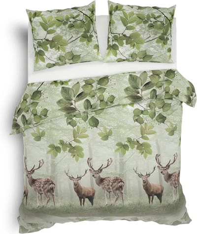 Heckett & Lane Tobias Dekbedovertrek - Flanel - Tweepersoons - 200x200/220 cm - Fern Green