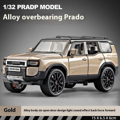 1:32 Toyota Prado Land Cruiser Off-Road Voertuig Metaallegering Diecast Model Auto Bibliotheek Boekenkast Display Ornamenten Decoratief Cadeau gray