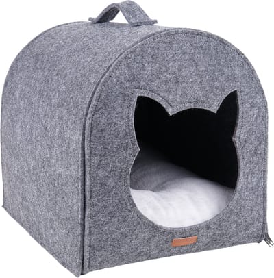 Amiplay Huis voor katten QuickPress 2in1 Hygge grijs / 33x42x36cm