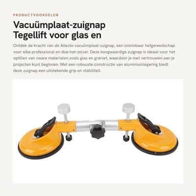 Dailygoods- Zuignap Aluminiumlegering - Antislip Handgreep - Tegellijm/Glaslijm - 90 Graden Hefgereedschap - Ergonomisch Ontwerp - Duurzaam Gebruik