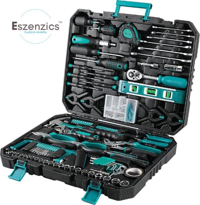 Eszenzics™ Gereedschapset 198 delig - Gereedschapskoffer- Universeel gereedschap - Professionele kwaliteit - Zeer uitgebreid voor thuis én werk - Schroevendraaierset, Ratelsleutelset enz.