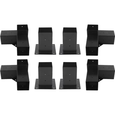 Pergola Beugel Staal Doe-het-zelf Verhoogd Houten Standaard Hardware Kit voor Buiten Houtbewerking 8 stuks black