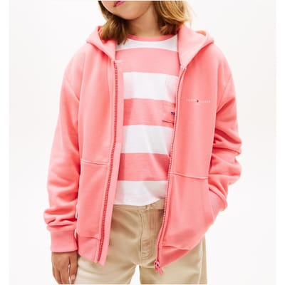 Tommy Hilfiger Unisex Mini Zip Through Hoodie Tropical Blush Größe: 10 | Sportbekleidung Outlet | kids