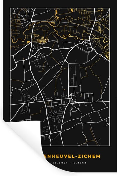Muurstickers - Sticker Folie - Scherpenheul-Zichem - Goud - Stadskaart - Plattegrond - Kaart - 20x30 cm - Plakfolie - Muurstickers Kinderkamer - Zelfklevend Behang - Zelfklevend behangpapier - Stickerfolie
