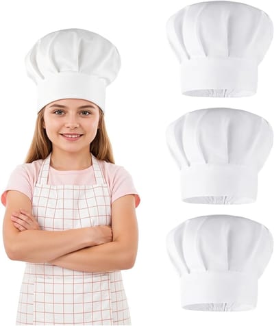 Verstelbare Kookmuts voor Kinderen - 4 Stuks - Witte Katoenen Chef Muts voor Bakken, Feestjes en Schoolactiviteiten