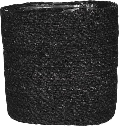Mica Decorations Bloempot - rotan - zwart - jute - 18 x 18 cm - plastic binnenkant
