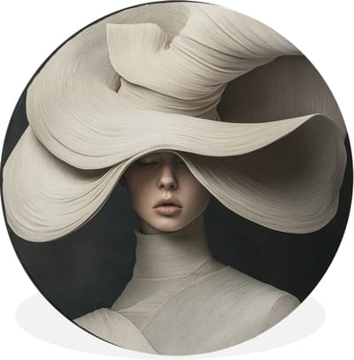 WallCircle - Wandcirkel - Muurcirkel - Modern - Vrouw - Hoed - Aluminium - Dibond - 30x30 cm - Binnen en Buiten