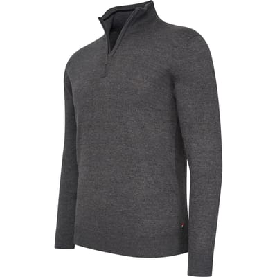 Cappuccino Italia - Heren Trui Pullover Bergamo Zip - Grijs - Maat XXL