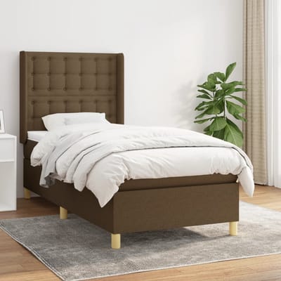 vidaXL - Boxspring - met - matras - stof - donkerbruin - 100x200 - cm
