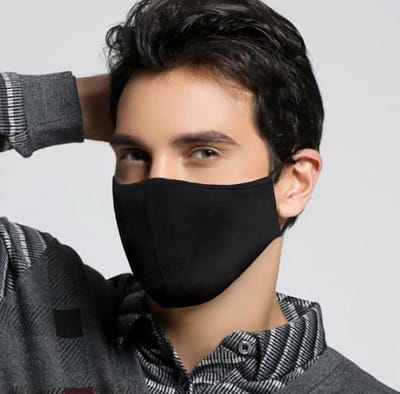 Zwart mondmasker Stylish|Katoen mondkapje|Wasbaar|Incl 4x PM2.5 filters