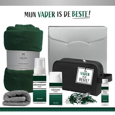 Geschenkset ''Mijn Vader Is De Beste!" - 6 Producten - 1100 Gram | Giftset voor Hem - Cadeau Pakket Deluxe - Verjaardag - Vaderdag - Wellness Cadeau Man - Bedankt liefste vader - Allerbeste Papa - Winnaar - Nummer 1 - Verjaardagscadeau - Groen