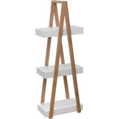 5Five Doucherekje/badkamerrekje/bakjes - bamboe/wit - 3 lagen - 30 x 18 x 82 cm
