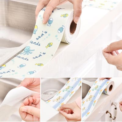 Ruban d'étanchéité étanche PVC Bande d'étanchéité pour évier et baignoire Ruban pour cuisine salle de bain Ruban d'étanchéité adhésif Autocollants pour joints white